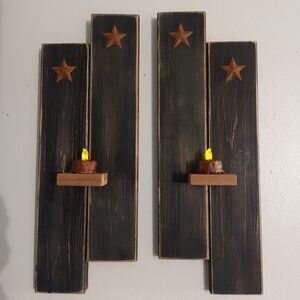 Rustic Black Wall Sconces with Star Accents